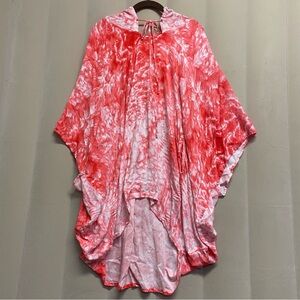 Mikoh Women’s Beach Coverup Tunic Poncho Medium Tie Dye Hooded NWT